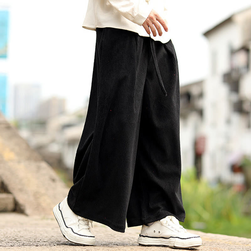 Pantalon en velours côtelé pour homme, jambes larges, avec poches, couleur unie, motif Buddha Stones, automne - image 9