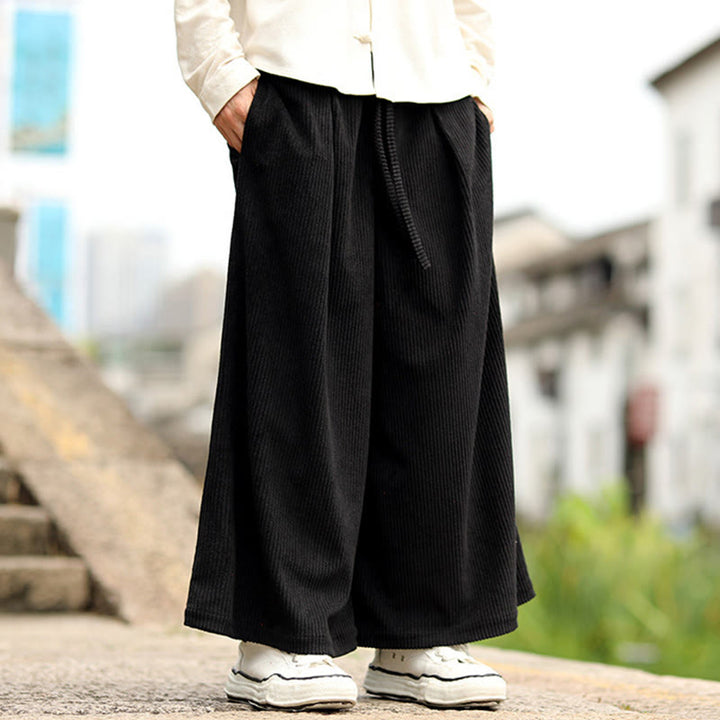 Pantalon en velours côtelé pour homme, jambes larges, avec poches, couleur unie, motif Buddha Stones, automne - image 8