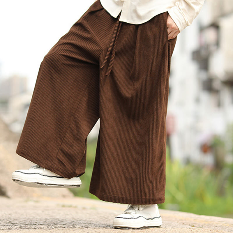 Pantalon en velours côtelé pour homme, jambes larges, avec poches, couleur unie, motif Buddha Stones, automne - image 19