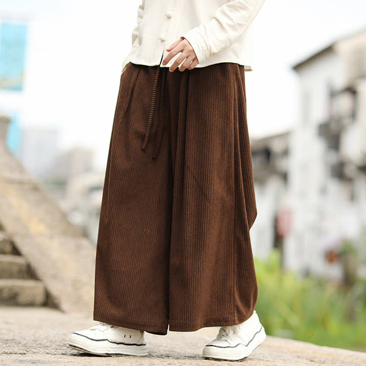 Pantalon en velours côtelé pour homme, jambes larges, avec poches, couleur unie, motif Buddha Stones, automne - image 16