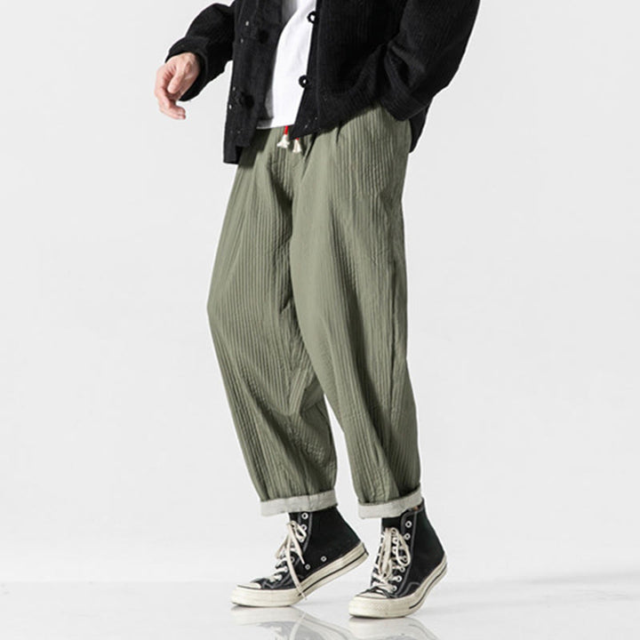 Pantalon harem homme à cordon de serrage, longueur cheville, avec poches, couleur unie Buddha Stones Fall - image 7