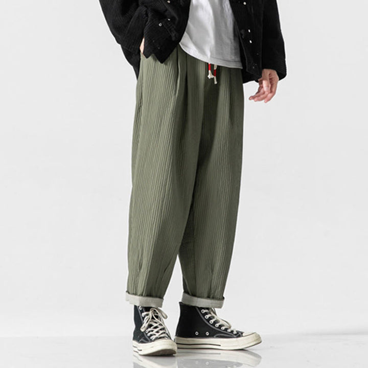 Pantalon harem homme à cordon de serrage, longueur cheville, avec poches, couleur unie Buddha Stones Fall - image 1