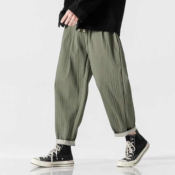 Pantalon harem homme à cordon de serrage, longueur cheville, avec poches, couleur unie Buddha Stones Fall - image 6