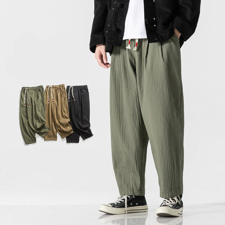 Pantalon harem homme à cordon de serrage, longueur cheville, avec poches, couleur unie Buddha Stones Fall - Vert foncé - US/UK/AU46，EU56 (5XL) - image 0