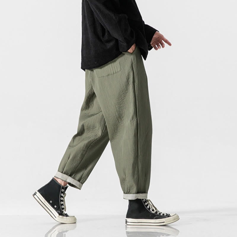 Pantalon harem homme à cordon de serrage, longueur cheville, avec poches, couleur unie Buddha Stones Fall - image 5