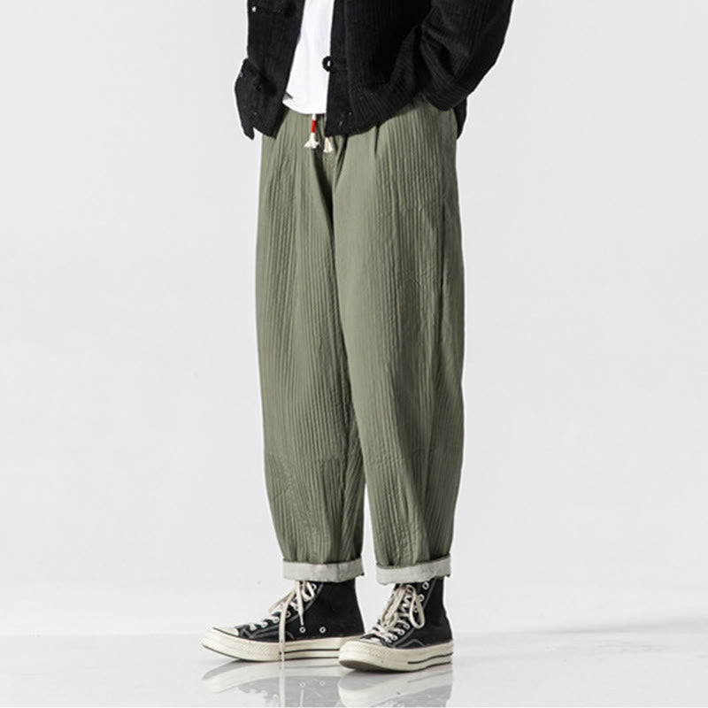 Pantalon harem homme à cordon de serrage, longueur cheville, avec poches, couleur unie Buddha Stones Fall - image 3