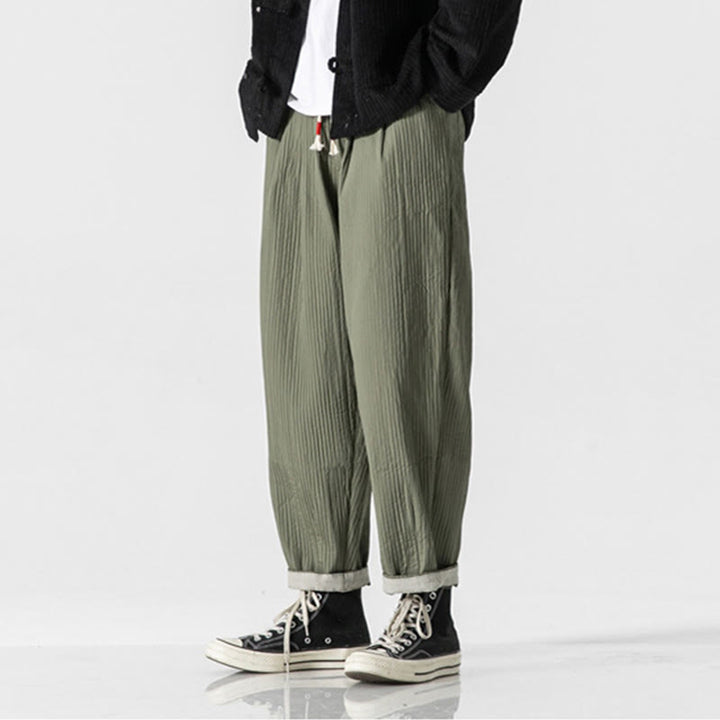 Pantalon harem homme à cordon de serrage, longueur cheville, avec poches, couleur unie Buddha Stones Fall - image 3