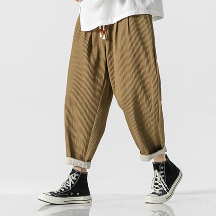 Pantalon harem homme à cordon de serrage, longueur cheville, avec poches, couleur unie Buddha Stones Fall - image 13