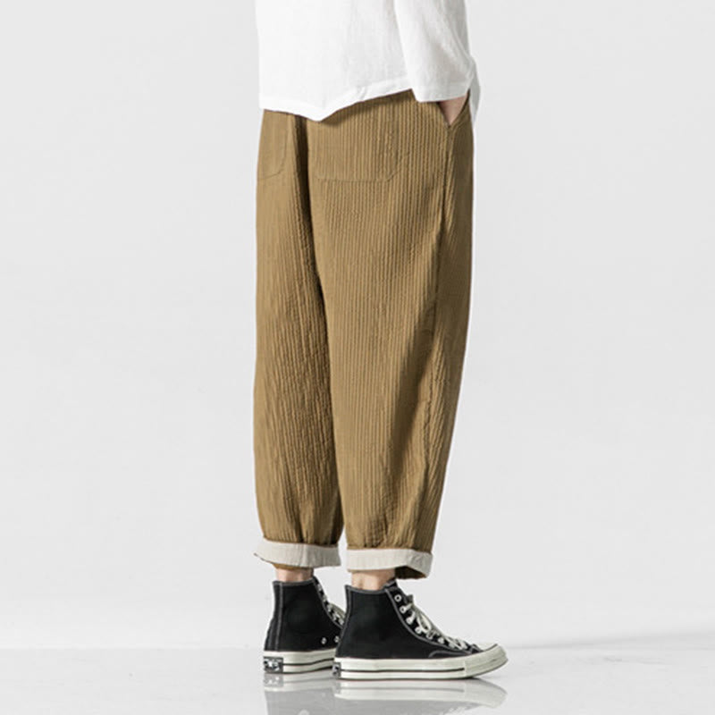 Pantalon harem homme à cordon de serrage, longueur cheville, avec poches, couleur unie Buddha Stones Fall - image 12