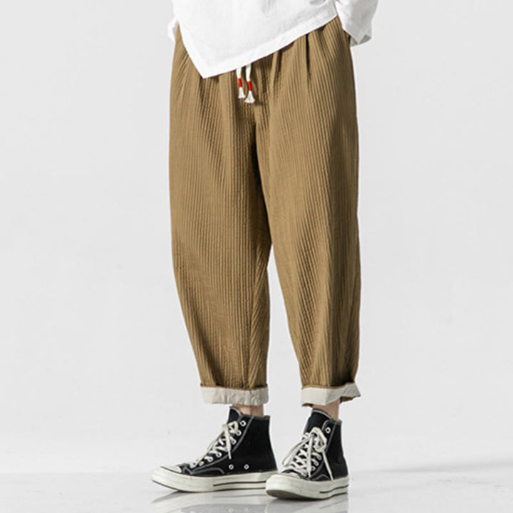 Pantalon harem homme à cordon de serrage, longueur cheville, avec poches, couleur unie Buddha Stones Fall - image 15