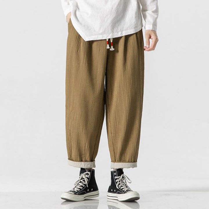 Pantalon harem homme à cordon de serrage, longueur cheville, avec poches, couleur unie Buddha Stones Fall - Tanné - US/UK/AU46，EU56 (5XL) - image 9