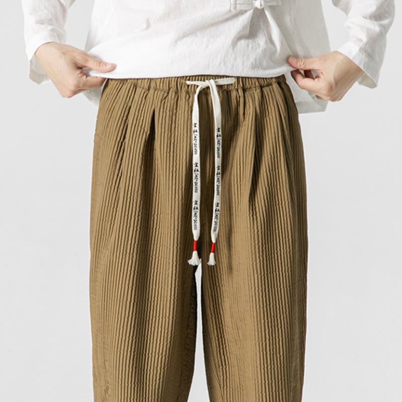 Pantalon harem homme à cordon de serrage, longueur cheville, avec poches, couleur unie Buddha Stones Fall - image 18