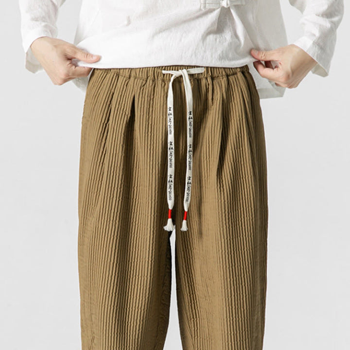 Pantalon harem homme à cordon de serrage, longueur cheville, avec poches, couleur unie Buddha Stones Fall - image 18