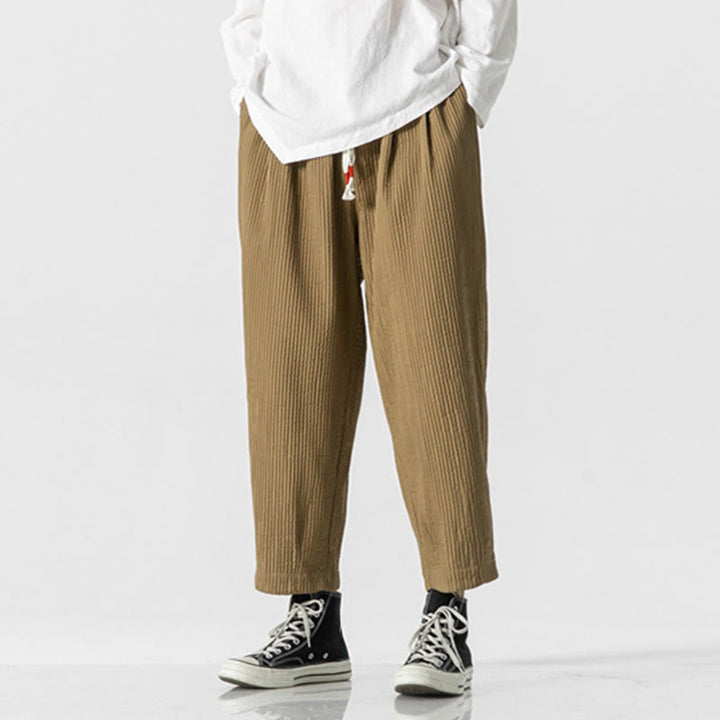Pantalon harem homme à cordon de serrage, longueur cheville, avec poches, couleur unie Buddha Stones Fall - image 11