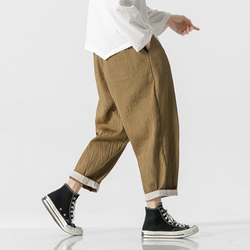 Pantalon harem homme à cordon de serrage, longueur cheville, avec poches, couleur unie Buddha Stones Fall - image 14