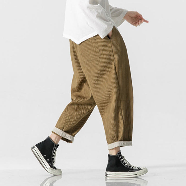 Pantalon harem homme à cordon de serrage, longueur cheville, avec poches, couleur unie Buddha Stones Fall - image 14