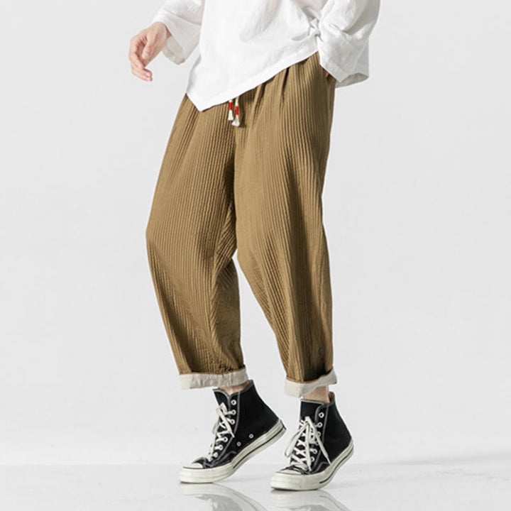 Pantalon harem homme à cordon de serrage, longueur cheville, avec poches, couleur unie Buddha Stones Fall - image 17