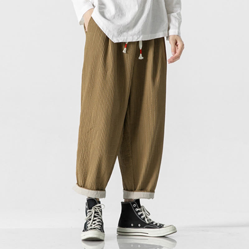 Pantalon harem homme à cordon de serrage, longueur cheville, avec poches, couleur unie Buddha Stones Fall - image 10