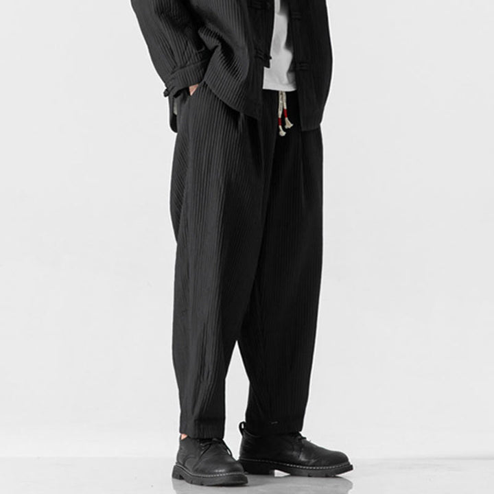Pantalon harem homme à cordon de serrage, longueur cheville, avec poches, couleur unie Buddha Stones Fall - image 24