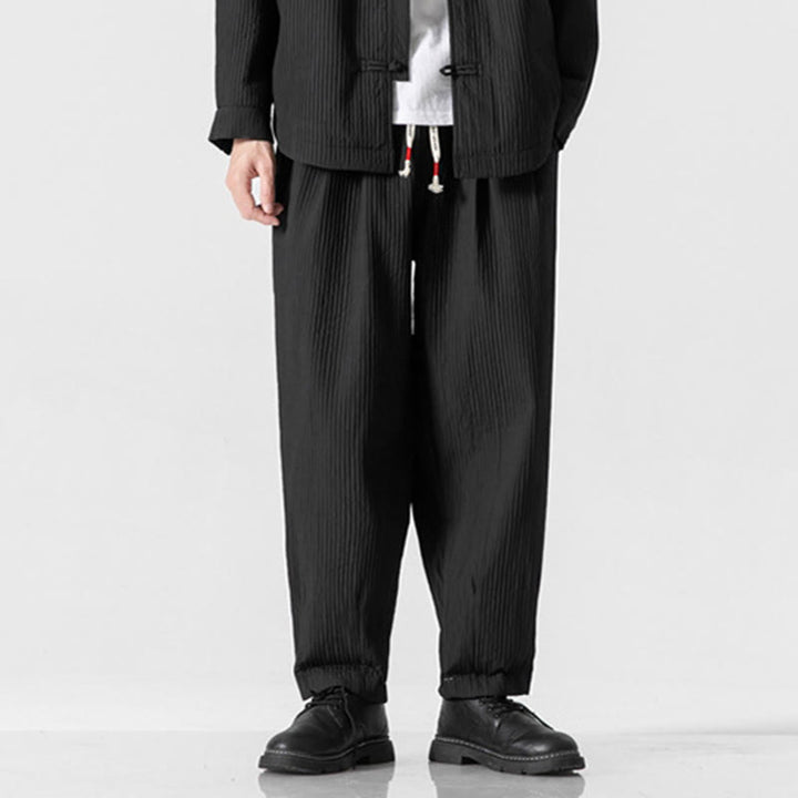 Pantalon harem homme à cordon de serrage, longueur cheville, avec poches, couleur unie Buddha Stones Fall - Noir - US/UK/AU46，EU56 (5XL) - image 23