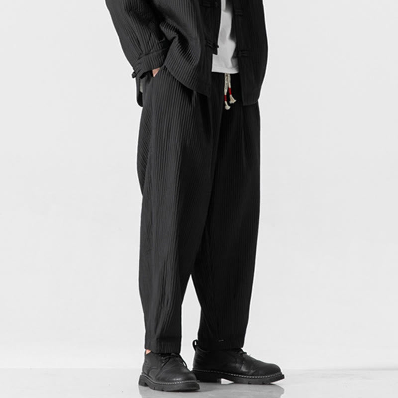 Pantalon harem homme à cordon de serrage, longueur cheville, avec poches, couleur unie Buddha Stones Fall - image 24