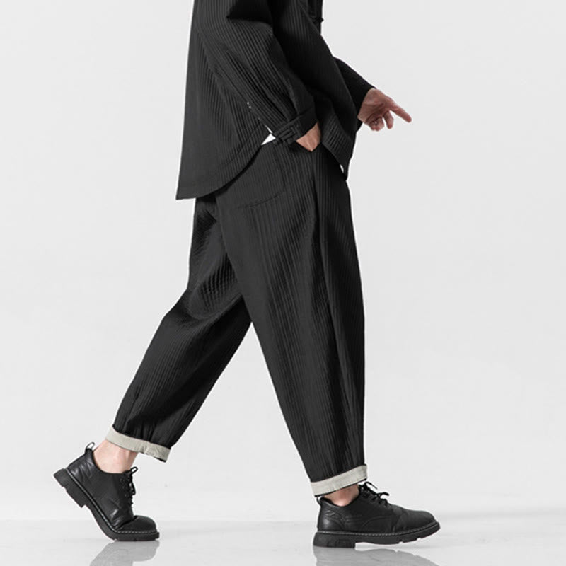 Pantalon harem homme à cordon de serrage, longueur cheville, avec poches, couleur unie Buddha Stones Fall - image 27