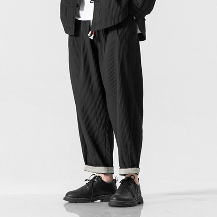 Pantalon harem homme à cordon de serrage, longueur cheville, avec poches, couleur unie Buddha Stones Fall - image 29