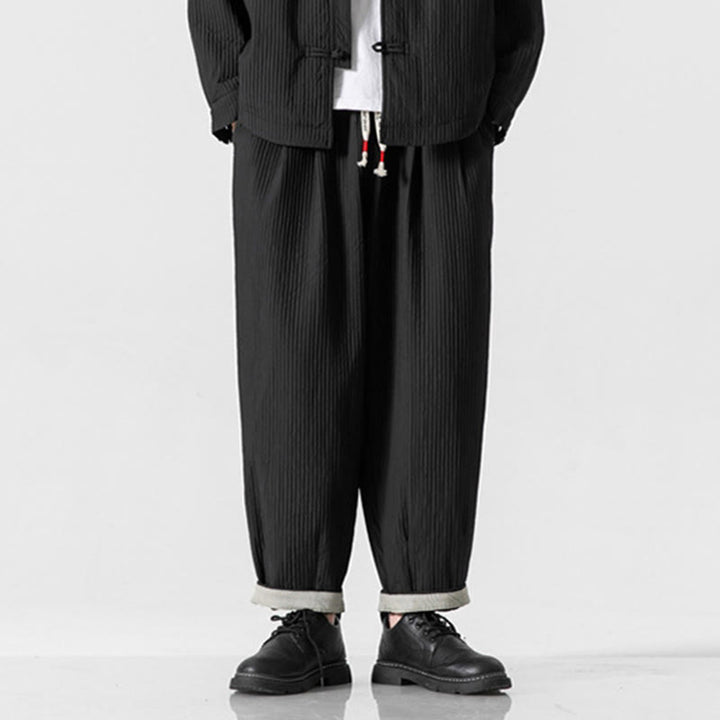 Pantalon harem homme à cordon de serrage, longueur cheville, avec poches, couleur unie Buddha Stones Fall - image 31