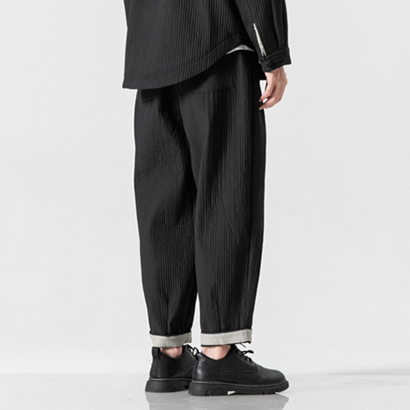Pantalon harem homme à cordon de serrage, longueur cheville, avec poches, couleur unie Buddha Stones Fall - image 26