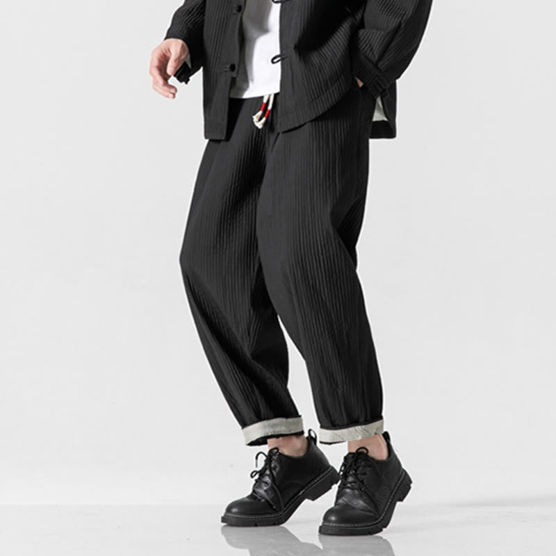 Pantalon harem homme à cordon de serrage, longueur cheville, avec poches, couleur unie Buddha Stones Fall - image 30