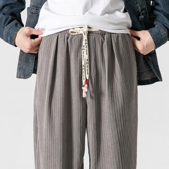 Pantalon droit en coton uni, coupe boutonnée, poches, motif Buddha Stones, automne-hiver - image 10