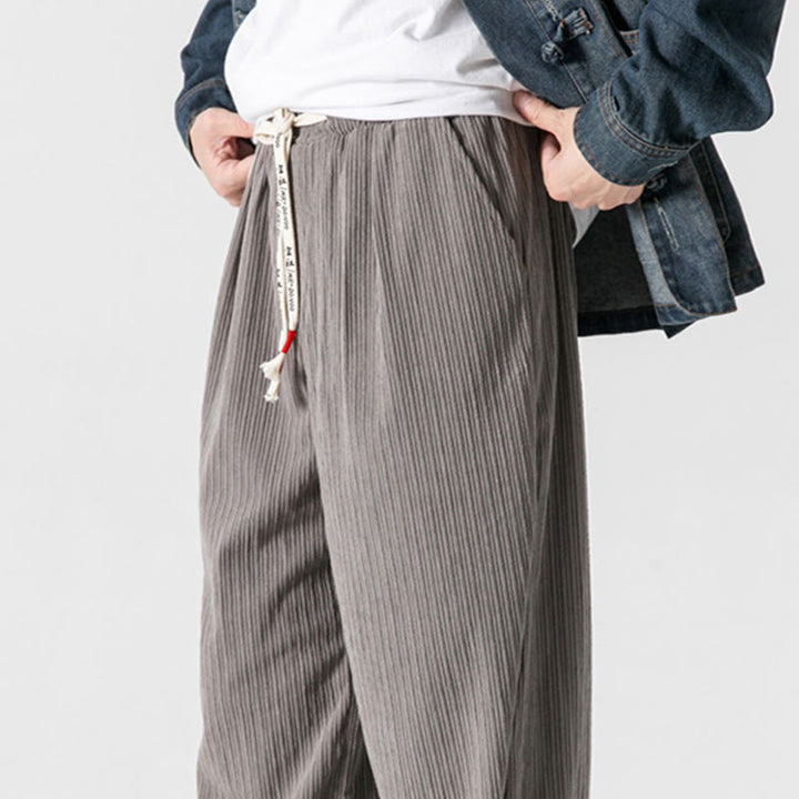 Pantalon droit en coton uni, coupe boutonnée, poches, motif Buddha Stones, automne-hiver - image 11