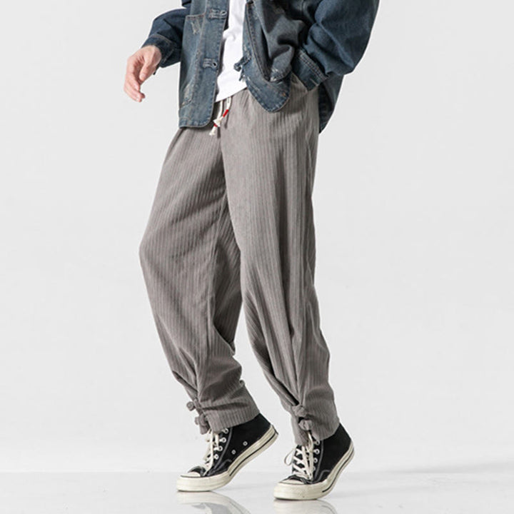 Pantalon droit en coton uni, coupe boutonnée, poches, motif Buddha Stones, automne-hiver - image 9