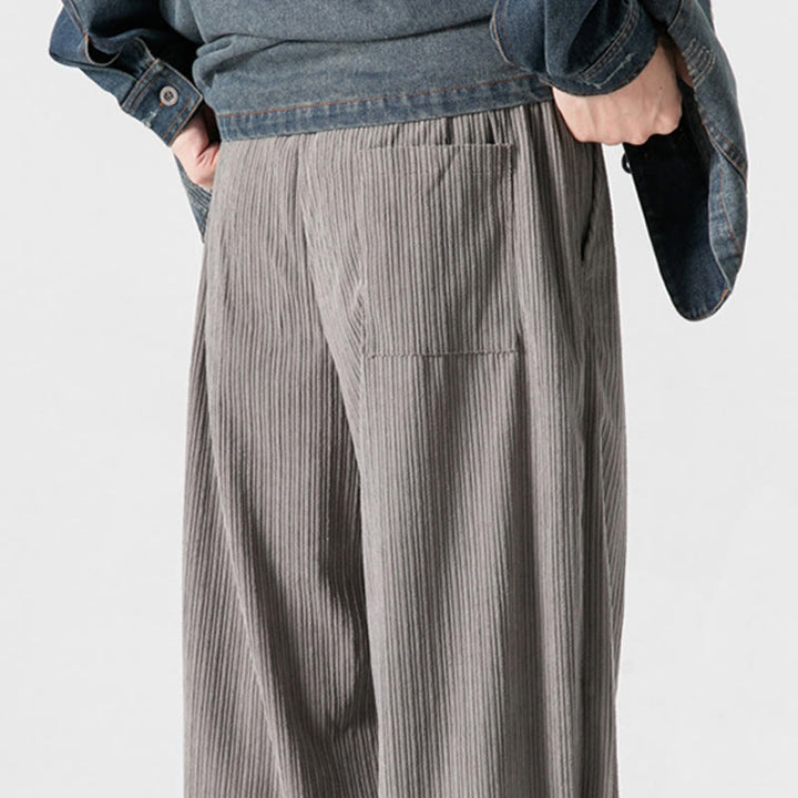 Pantalon droit en coton uni, coupe boutonnée, poches, motif Buddha Stones, automne-hiver - image 12