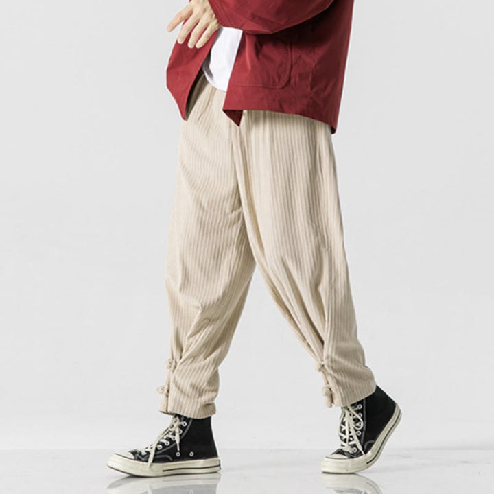 Pantalon droit en coton uni, coupe boutonnée, poches, motif Buddha Stones, automne-hiver - image 17