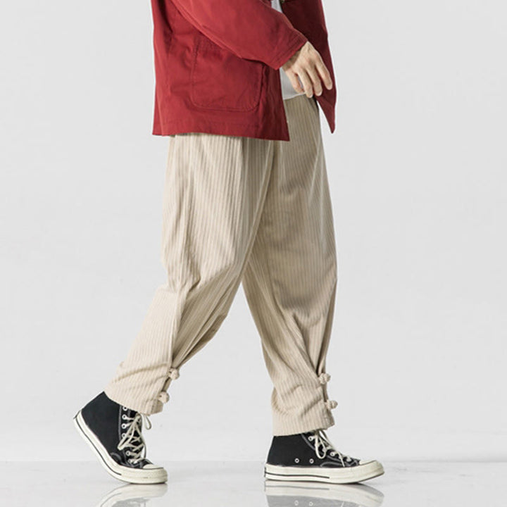 Pantalon droit en coton uni, coupe boutonnée, poches, motif Buddha Stones, automne-hiver - image 20