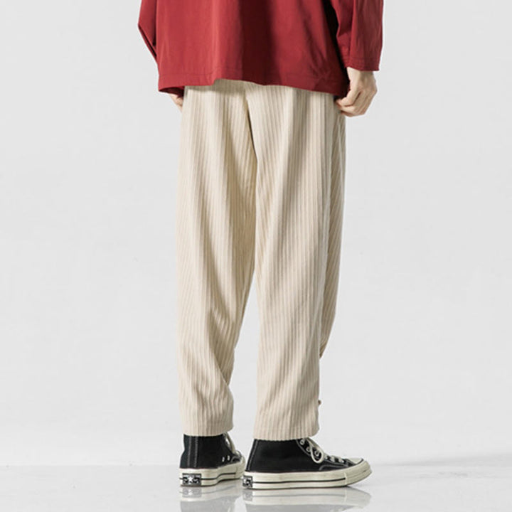 Pantalon droit en coton uni, coupe boutonnée, poches, motif Buddha Stones, automne-hiver - image 19