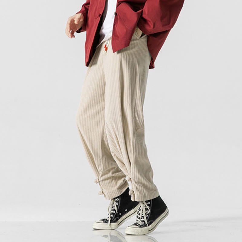 Pantalon droit en coton uni, coupe boutonnée, poches, motif Buddha Stones, automne-hiver - image 21