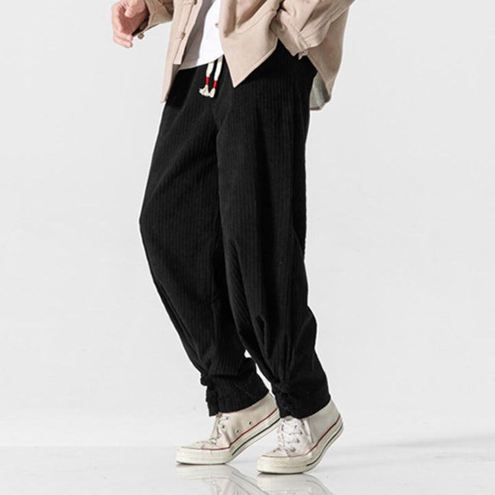 Pantalon droit en coton uni, coupe boutonnée, poches, motif Buddha Stones, automne-hiver - image 30