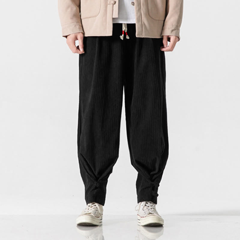 Pantalon droit en coton uni, coupe boutonnée, poches, motif Buddha Stones, automne-hiver - Noir - US/UK/AU46，EU56 (5XL) - image 23