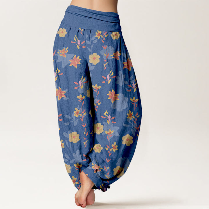 Pantalon harem femme en coton à taille élastique, motif floral et feuilles simple et rafraîchissant, avec Buddha Stones - image 6