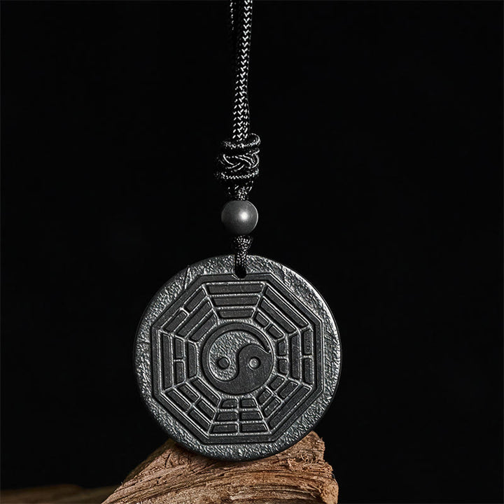Buddha Stones, authentique pierre de shungite, collier pendentif de protection Yin Yang Bagua, pierre de shungite. - image 2