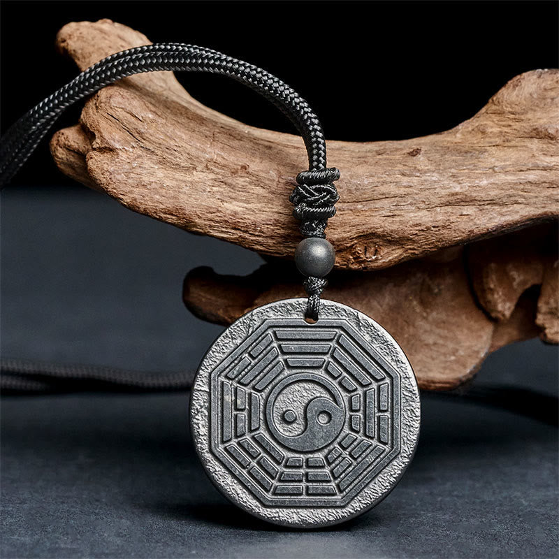 Buddha Stones, authentique pierre de shungite, collier pendentif de protection Yin Yang Bagua, pierre de shungite. - image 1