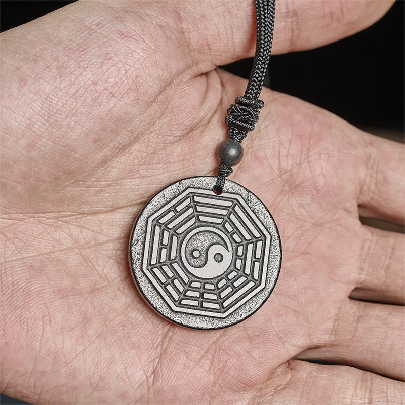 Buddha Stones, authentique pierre de shungite, collier pendentif de protection Yin Yang Bagua, pierre de shungite. - image 4