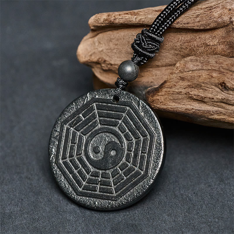 Buddha Stones, authentique pierre de shungite, collier pendentif de protection Yin Yang Bagua, pierre de shungite. - image 3
