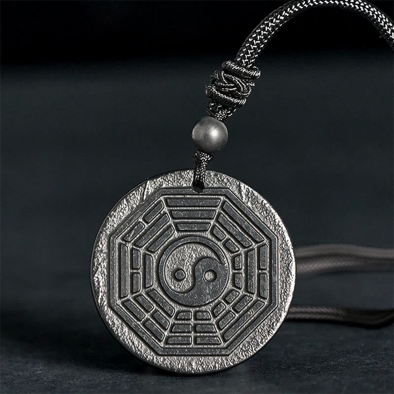 Buddha Stones, authentique pierre de shungite, collier pendentif de protection Yin Yang Bagua, pierre de shungite. - Pierre de shungite (Protection ♥ Ancrage) - 35-40 mm - image 0