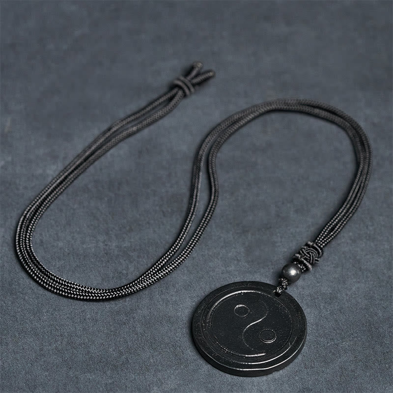 Collier pendentif en pierre de shungite naturelle et authentique, sculptée, symbole Yin Yang et protection, avec pendentif Buddha Stones. - image 5
