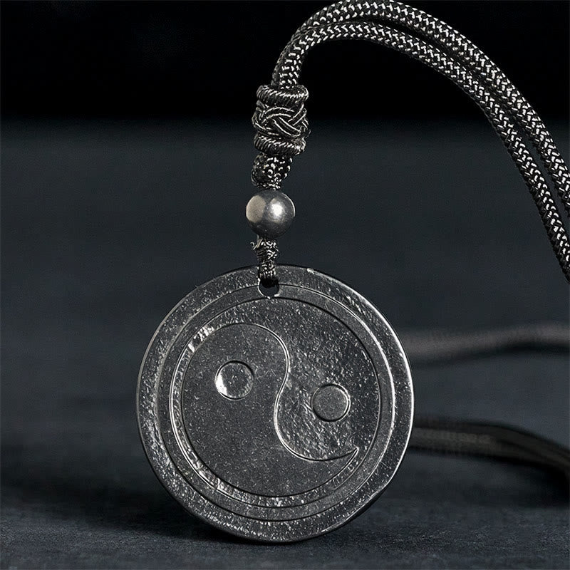 Collier pendentif en pierre de shungite naturelle et authentique, sculptée, symbole Yin Yang et protection, avec pendentif Buddha Stones. - image 2