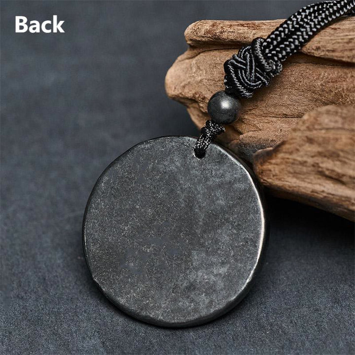 Collier pendentif en pierre de shungite naturelle et authentique, sculptée, symbole Yin Yang et protection, avec pendentif Buddha Stones. - image 7