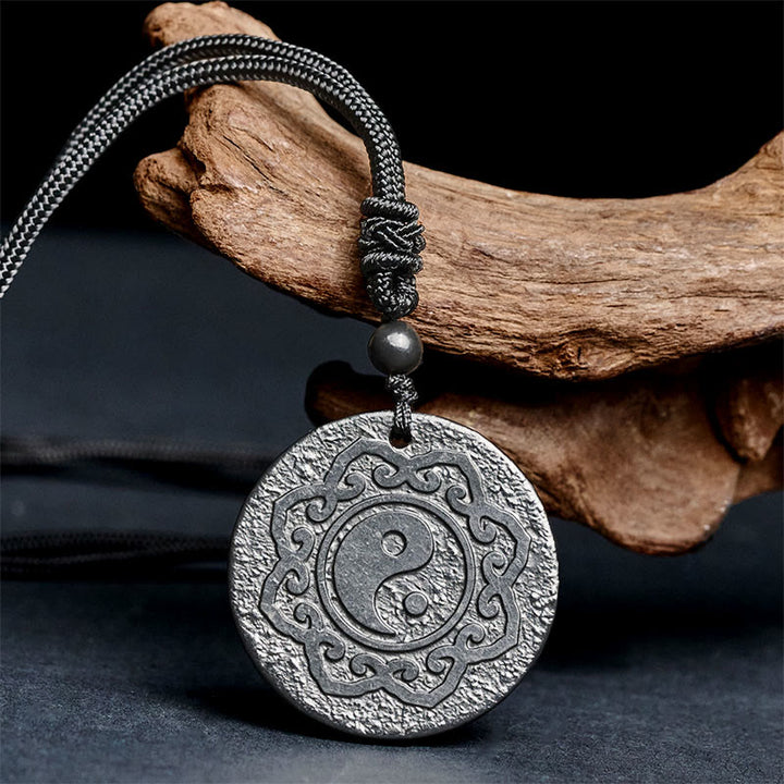 Buddha Stones Tai Chi Yin Yang Symbole authentique de Shungite Force intérieure Collier Pendentif Pierres de Bouddha Tai Chi Yin Yang - image 2